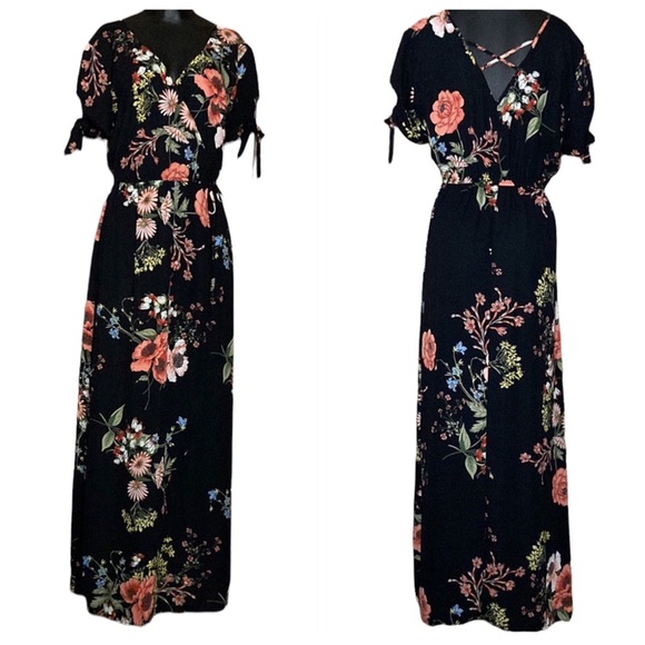 Maurices Dresses & Skirts - Maurices | Black Floral Maxi Dress M